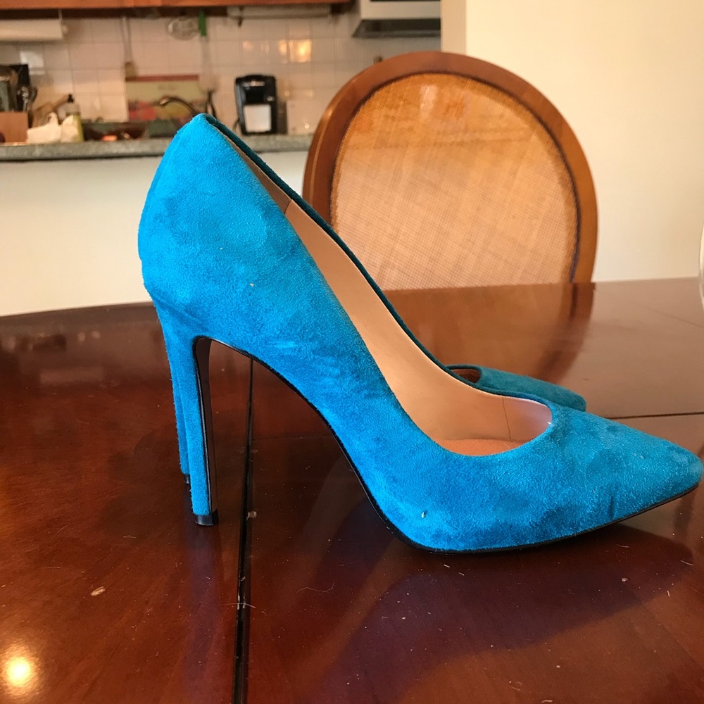 Jessica Simpson turquoise suede stilettos
